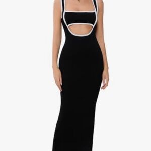 Elegant Black and White Maxi Dress